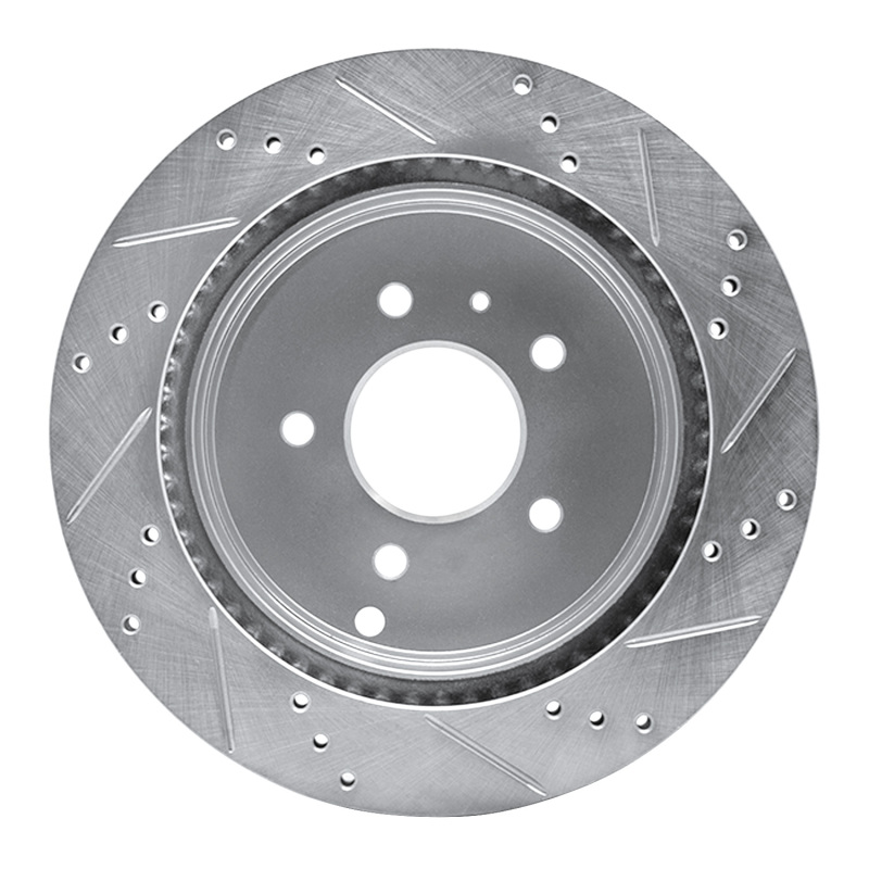 Chevrolet Captiva Brake Rotor (1) - Rear Left - R1 Concepts - Drilled & Slotted - Silver - `07-`15